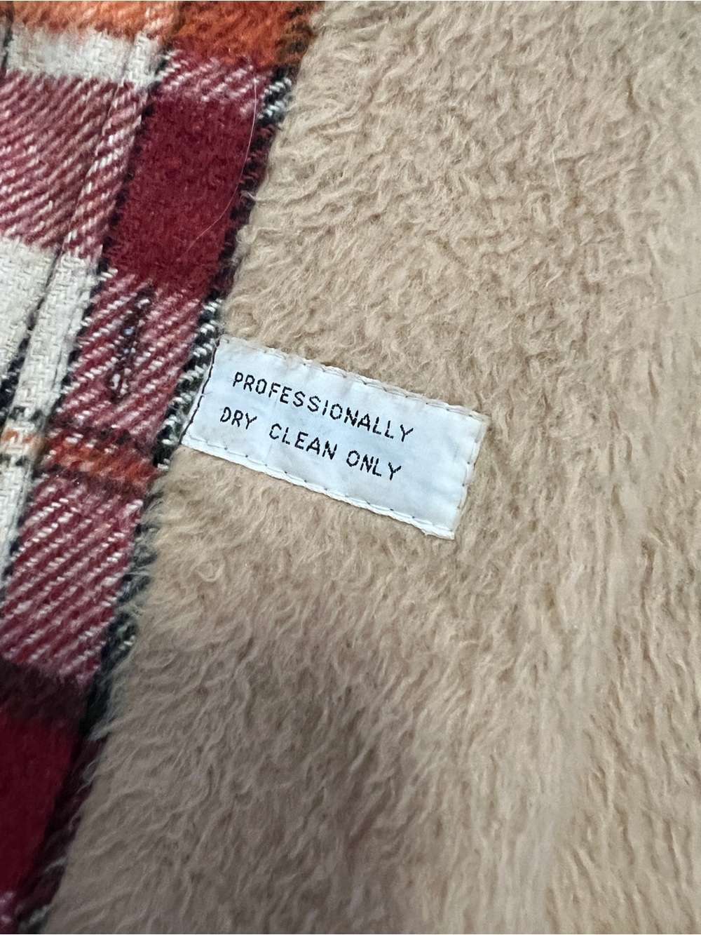 Vintage Plaid Button-Down Jacket - Red, Orange, Cream - Picture 11 of 11